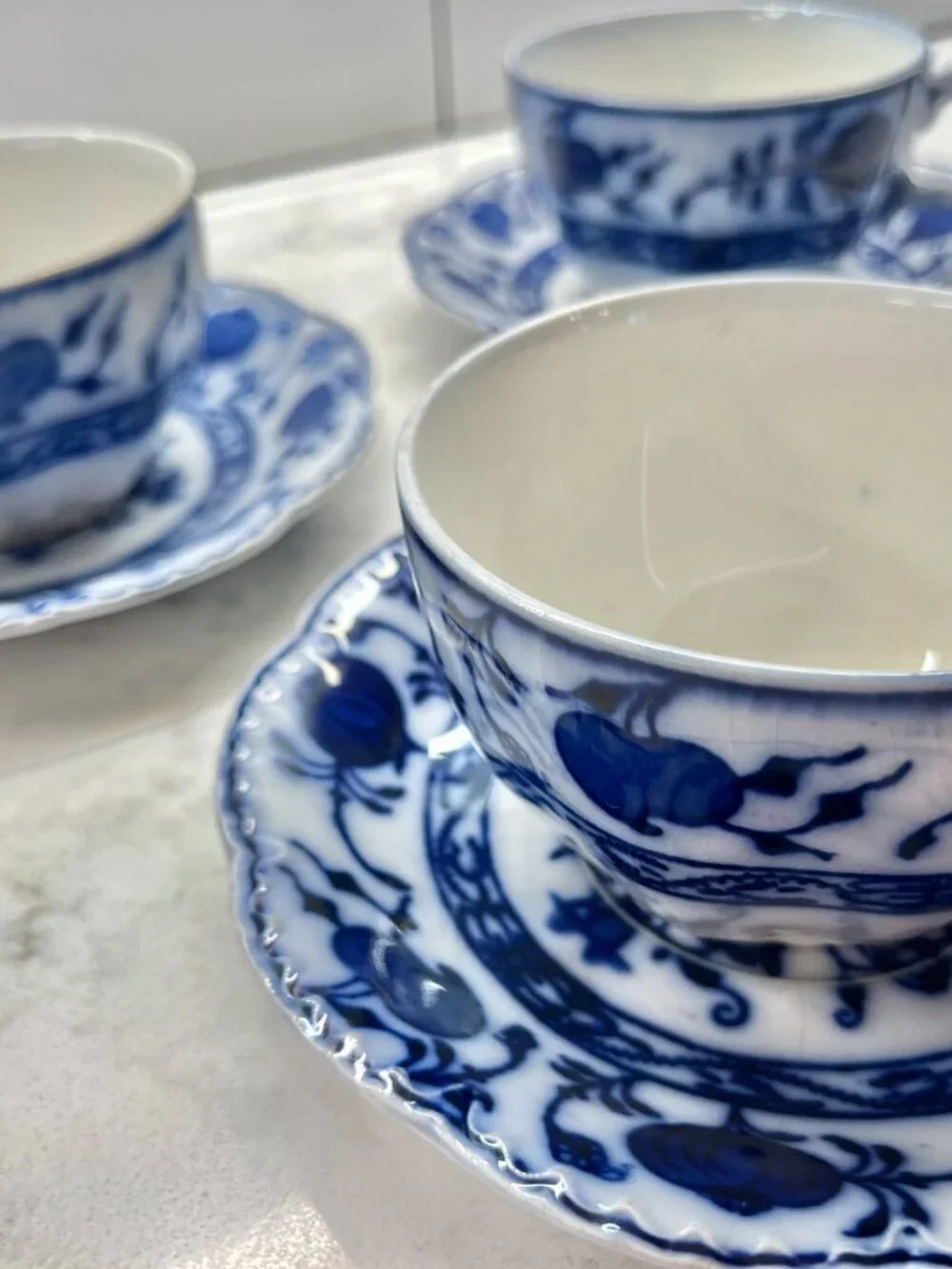 (3) Antique Johnson Brothers Holland Flow Blue 